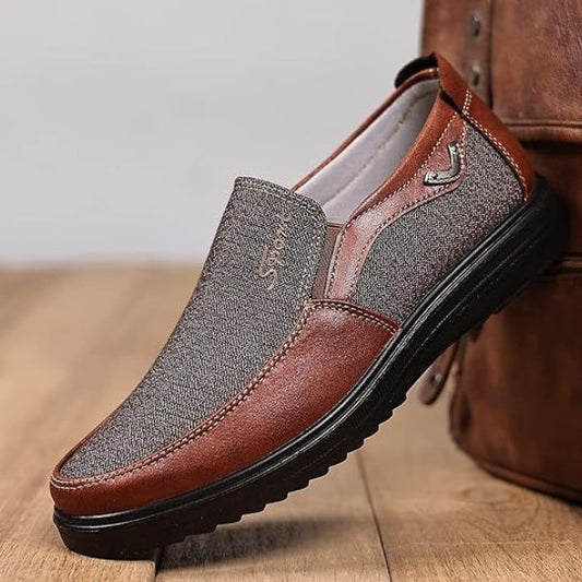 Men's Canvas Leather Slip-On Shoes