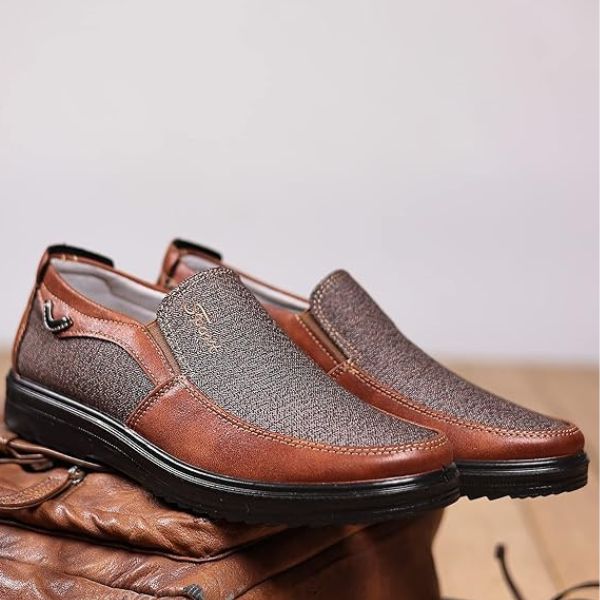 Men's Canvas Leather Slip-On Shoes