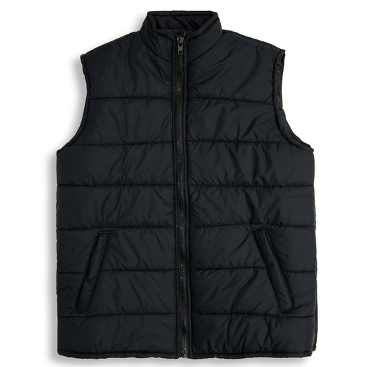 Black Plus Size Sleeveless Puffer Jacket PSM-6126