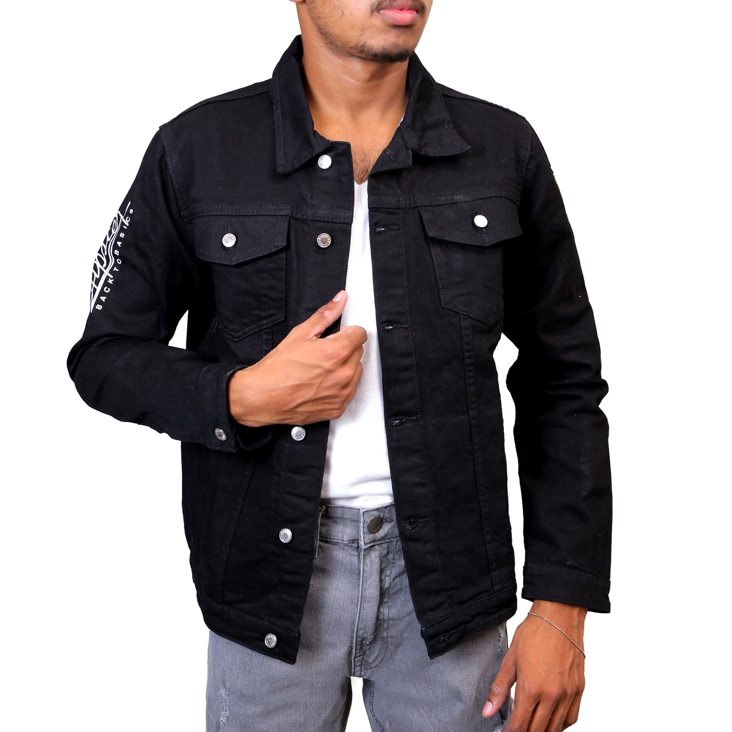 Black Denim Trucker STMD-2301