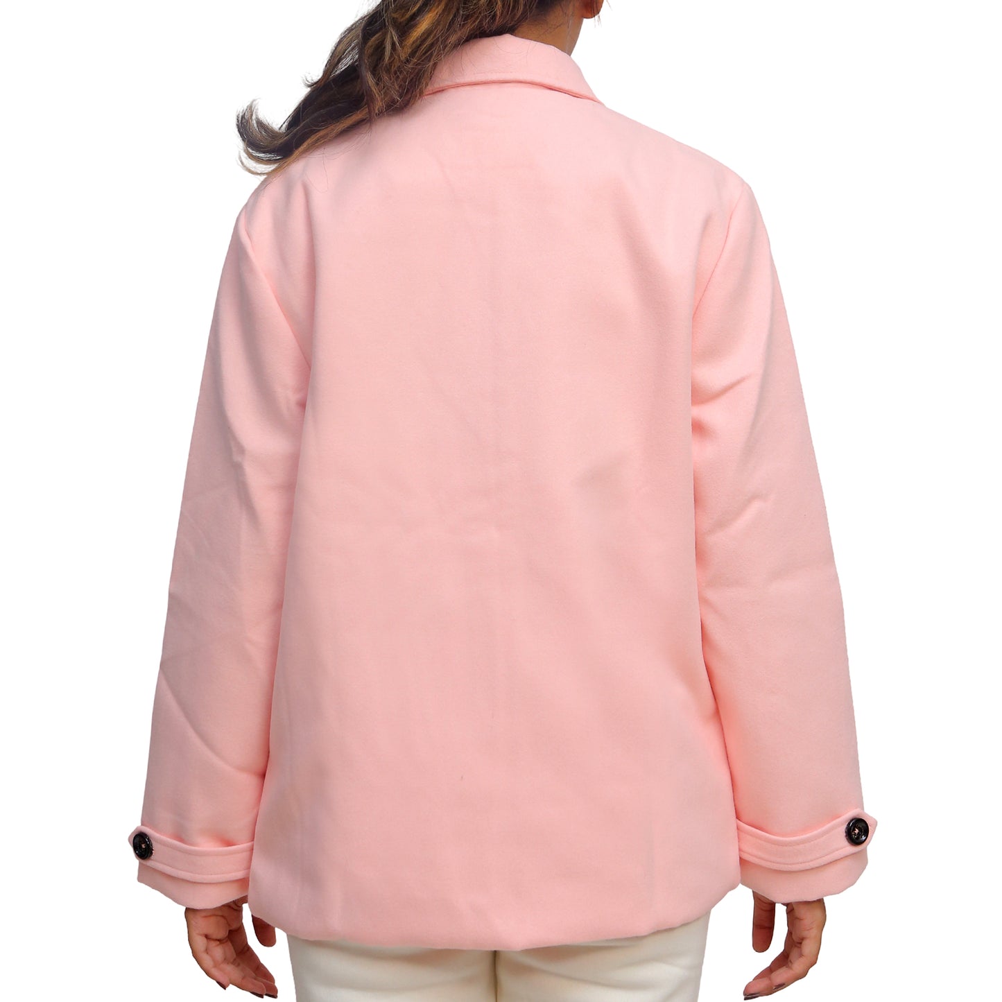 Chic Pink Button-Down Coat STWJ-2301