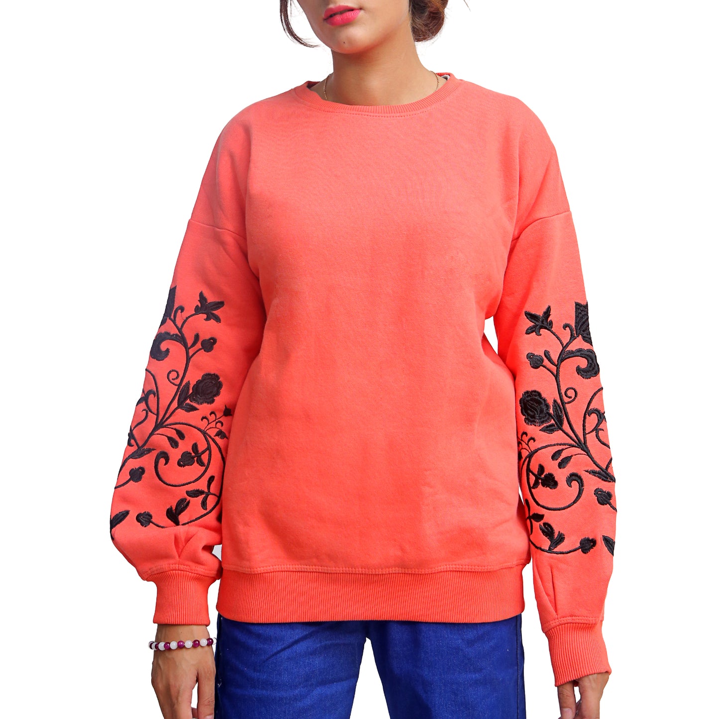 Coral Floral Sweatshirt STW-1220