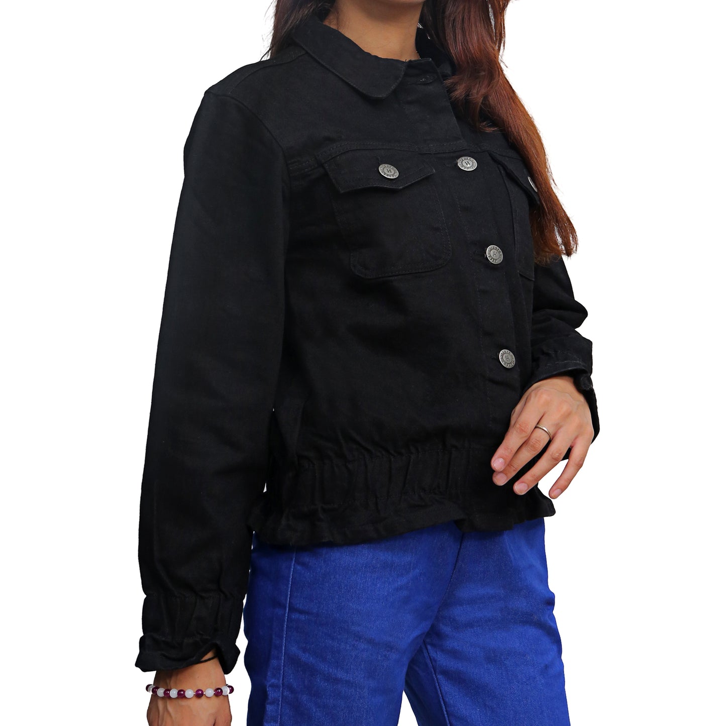 Cropped Denim Moto Jacket SWJ-3006