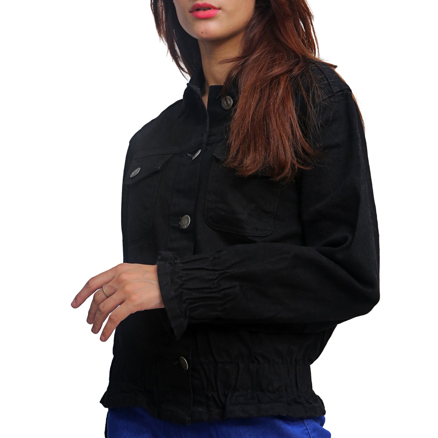 Cropped Denim Moto Jacket SWJ-3006