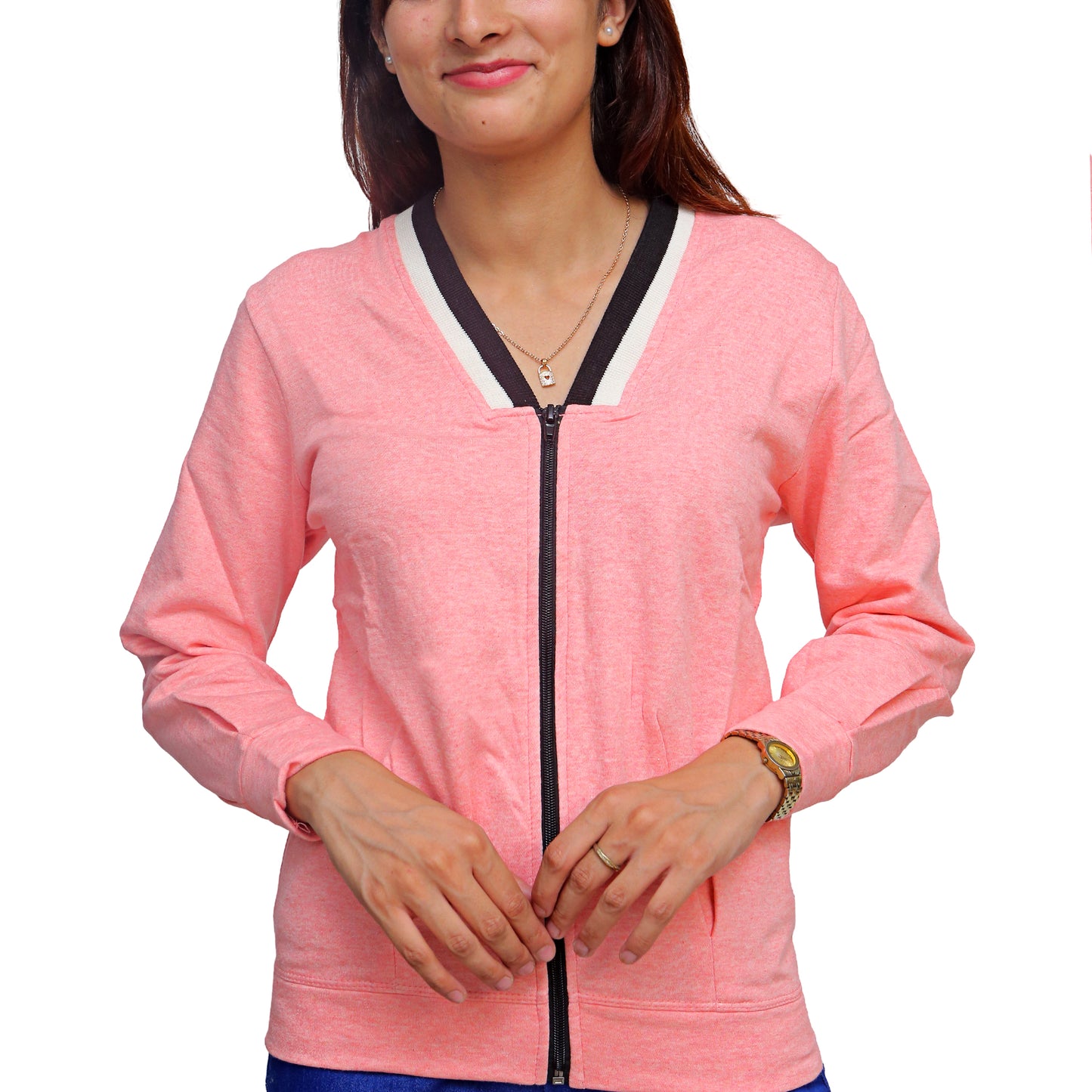 Pink Zip-Up Cardigan STW-2010