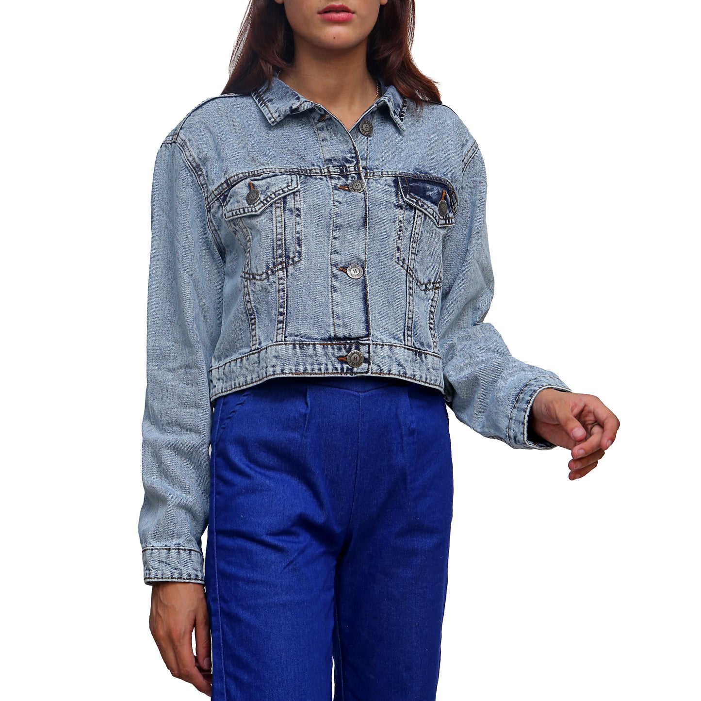 Trendy Cropped Denim Jacket STWD-3001