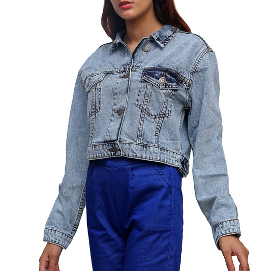 Trendy Cropped Denim Jacket STWD-3001