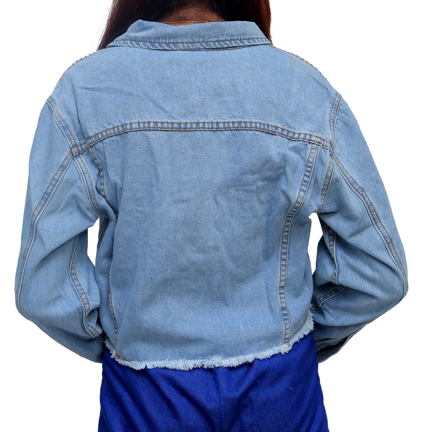 Frayed Denim Cropped Jacket STWD-3001