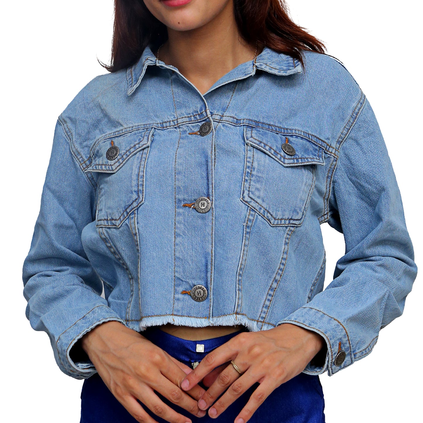 Frayed Denim Cropped Jacket STWD-3001