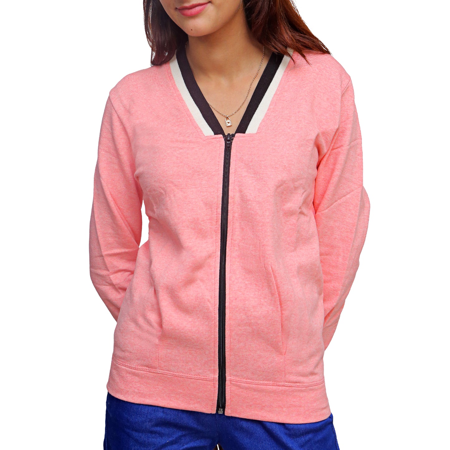 Pink Zip-Up Cardigan STW-2010