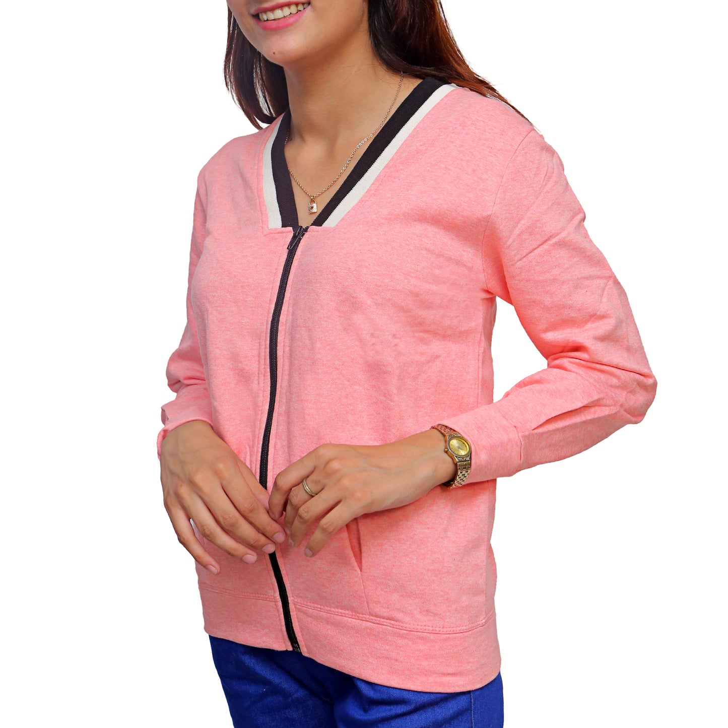 Pink Zip-Up Cardigan STW-2010