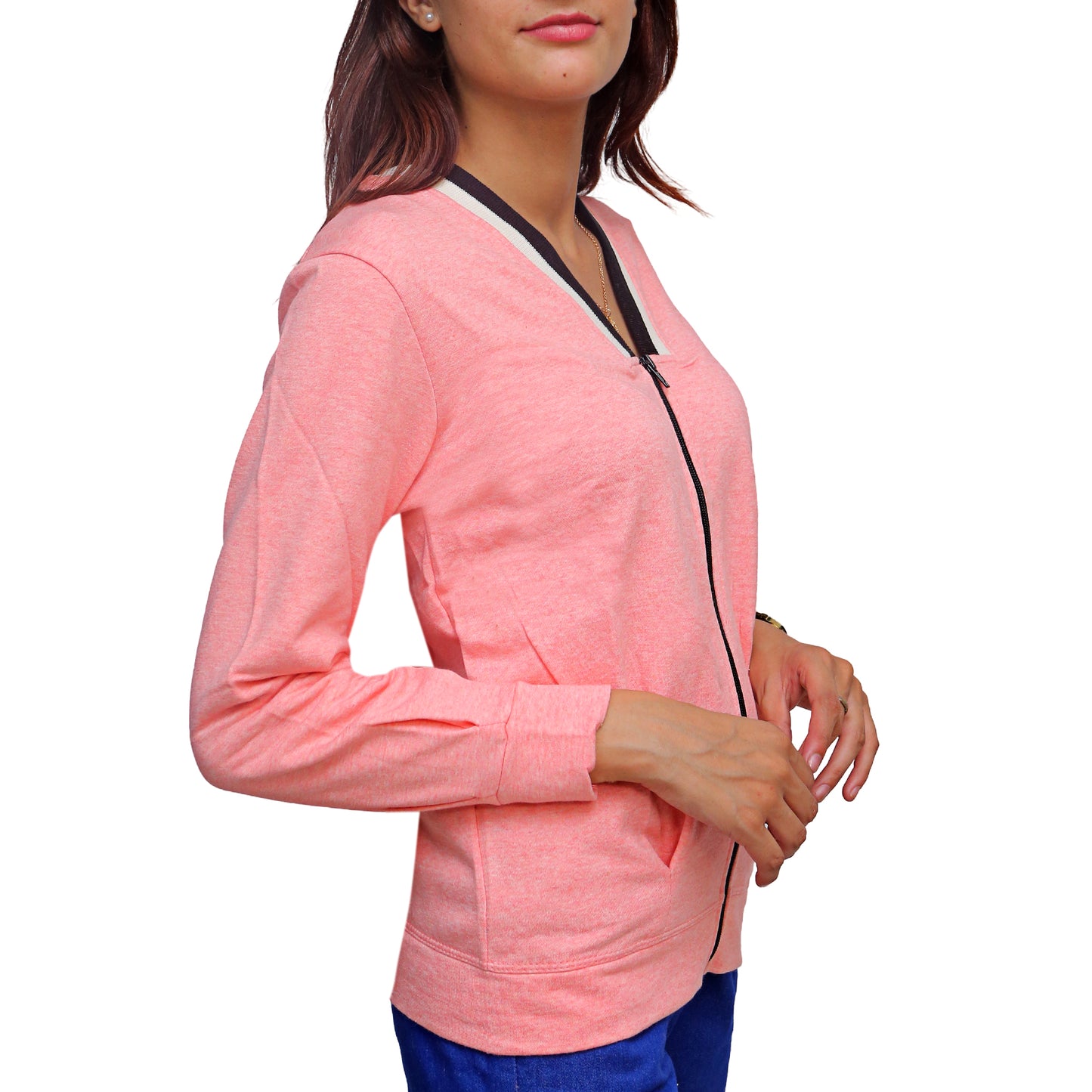 Pink Zip-Up Cardigan STW-2010