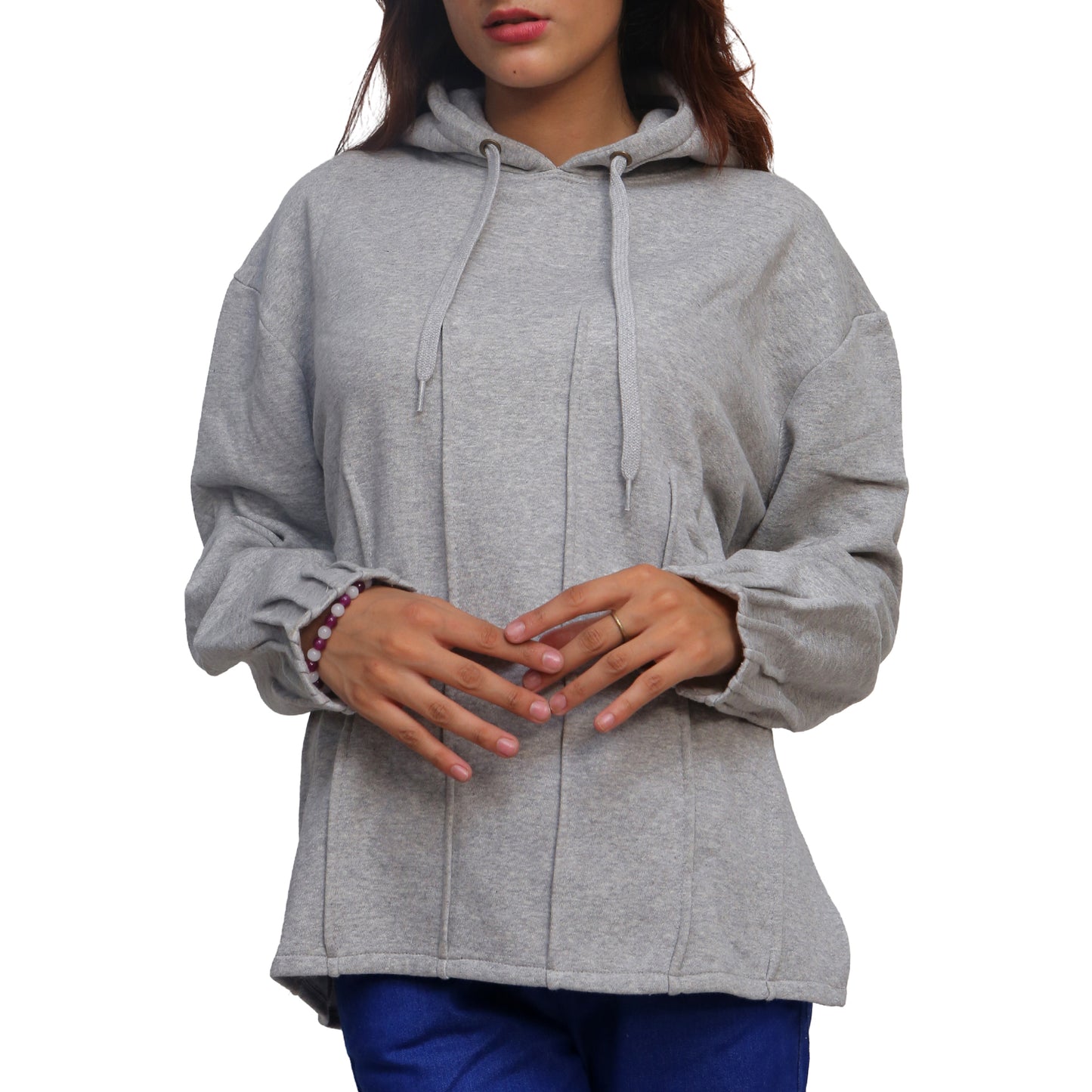 Pleated Sleeve Hoodie STW-055S