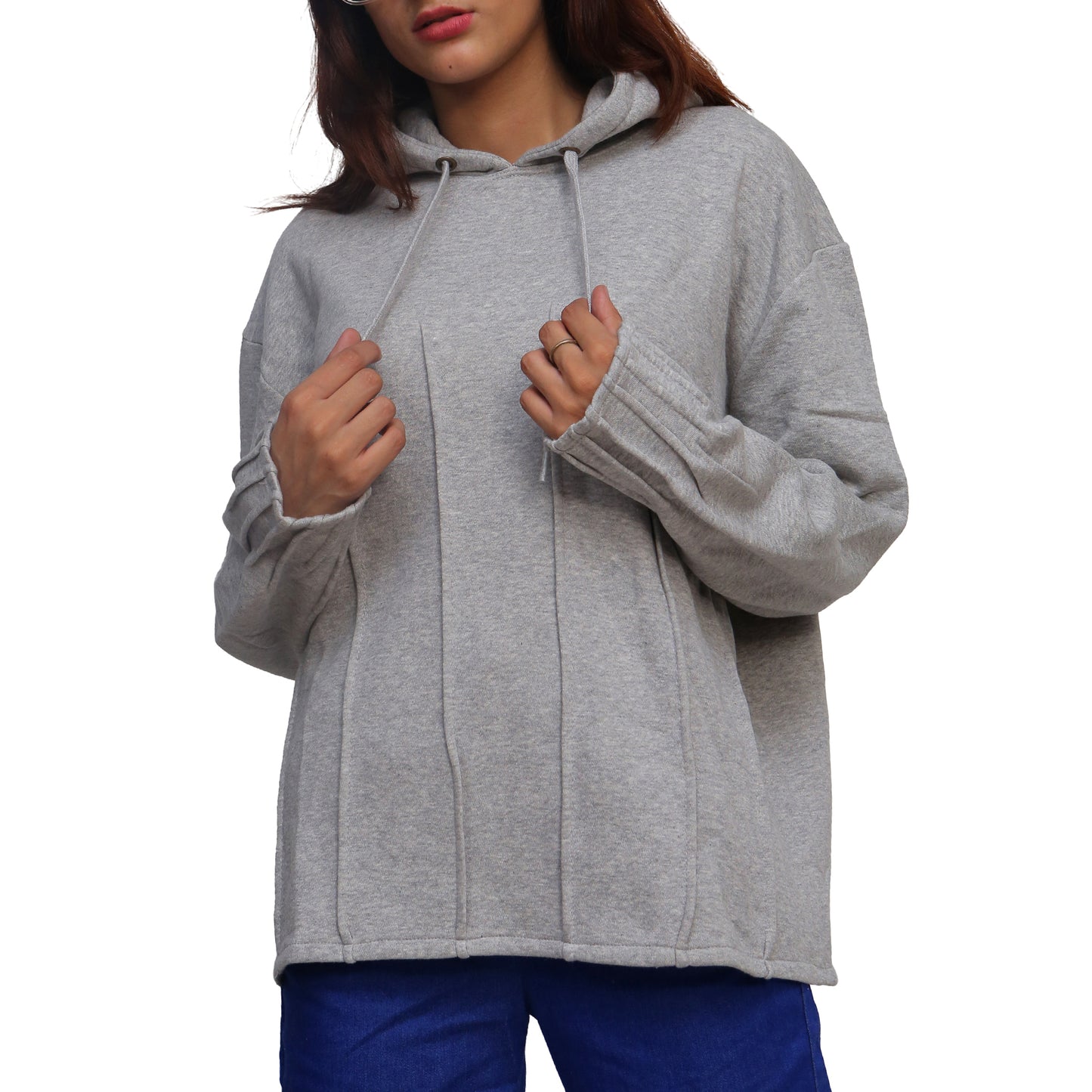 Pleated Sleeve Hoodie STW-055S