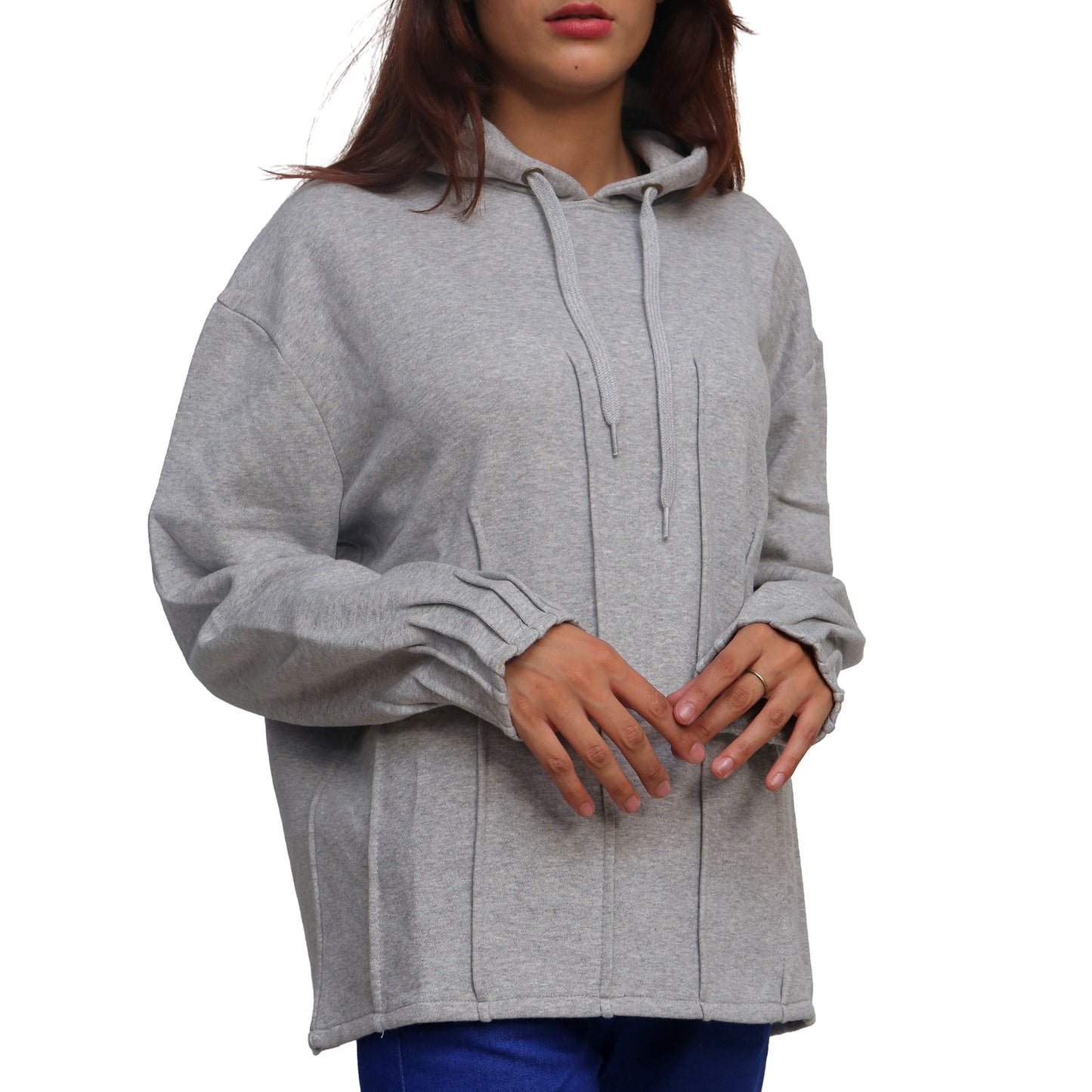 Pleated Sleeve Hoodie STW-055S