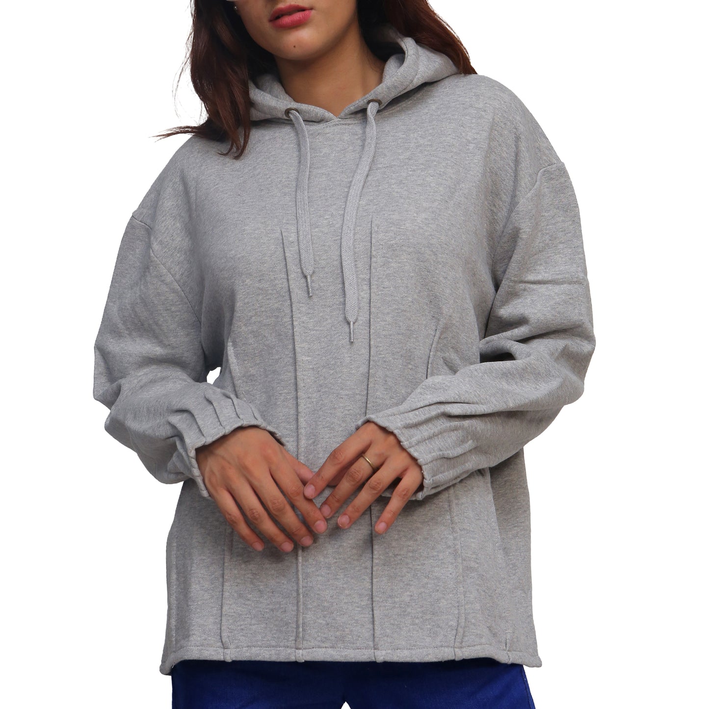 Pleated Sleeve Hoodie STW-055S