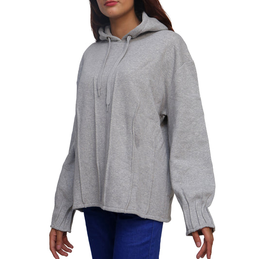 Pleated Sleeve Hoodie STW-055S