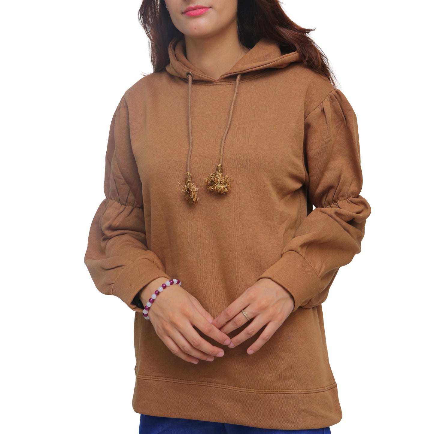 Trendy Brown Hoodie with Tassel STW-033S