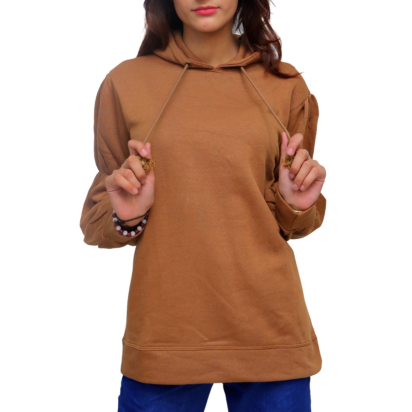 Trendy Brown Hoodie with Tassel STW-033S