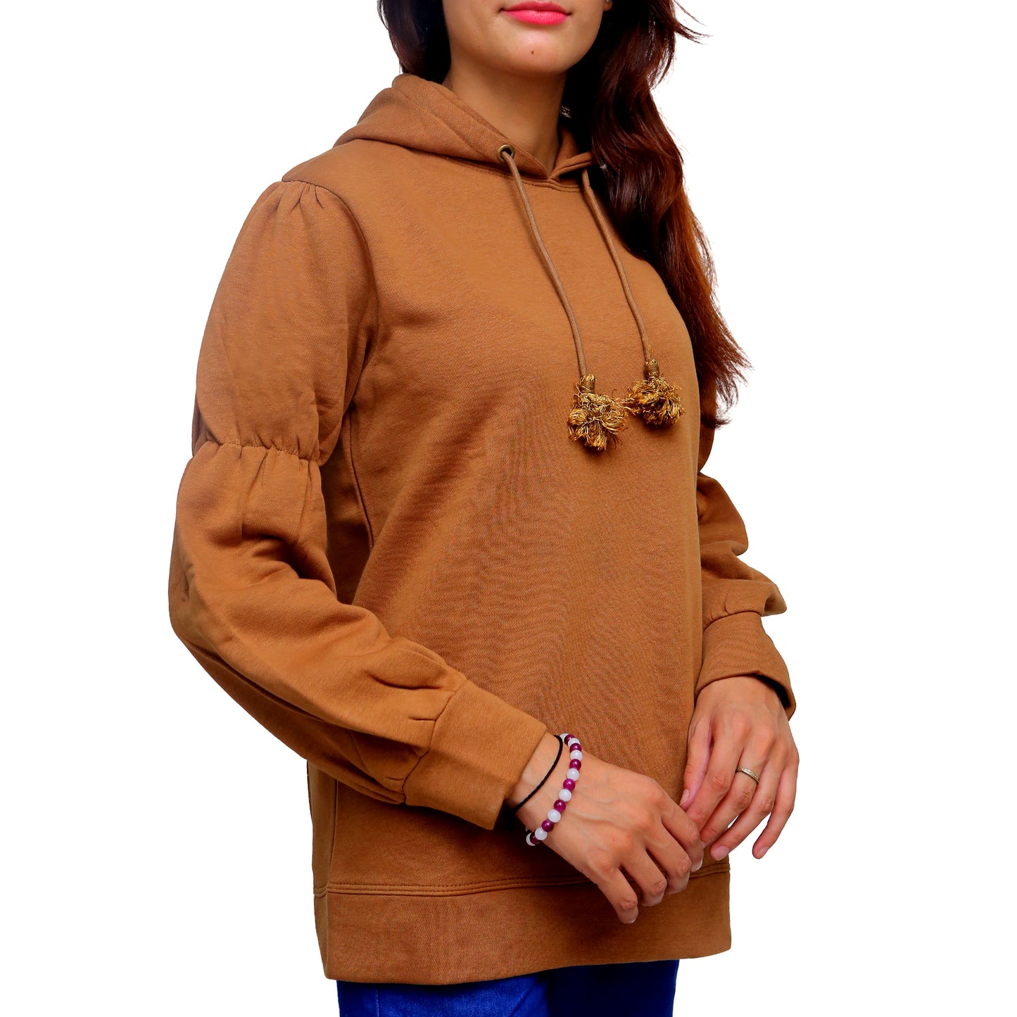 Trendy Brown Hoodie with Tassel STW-033S